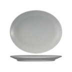 Thumbnail image #1 for Tuxton China Zion VGH-114 Ceramic Coupe Platter, Oval, Matte Gray, 10" x 12.5" 1 Dozen