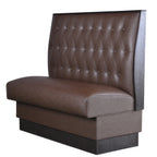 Thumbnail image #1 for ATSMFG ATS AT&S-QAS-W42-BT-BRN MFG Single Restaurant Booth, Brown Button-Tufted Upholstery, Dark Walnut Elm Wood Caps, Walnut Laminate Kick Plate