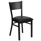 Thumbnail image #1 for Flash Furniture Hercules XU-DG-60115-GRD-BLKV-GG Restaurant Chair, Metal Grid Back, Black Vinyl Upholstered Padded Seat