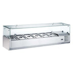 Thumbnail image #1 for USR Brands Coldline CTP60SG Countertop Refrigerated Salad Bar with Glass Topping Rail, 59 in W, 6-Pan, 1/3-Size Pans