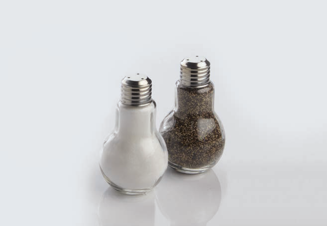 Product image #4 for Lightbulb Glass Salt & Pepper Shaker Set, 4 oz., Clear with Stainless Steel Tops