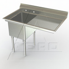 Thumbnail image #1 for AERO Manufacturing MF1-2424-24R 1-Compartment 304 Stainless Steel Sink, 24" x 24" x 14" Bowl, Right Drainboard, 8-3/4" Backsplash