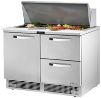 True SPEC Series 60-Inch Mega Top Sandwich/Salad Prep Table Refrigerator with 18 1/6-Size Pan Capacity, 2 Doors