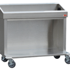 Thumbnail image #1 for Steril-Sil Company CRT48-2HP Stainless Steel Serving Cart, 48 x 24-3/4 x 41 in, Holds 2 Full-Size Food Pans, Offset Bottom Shelf