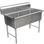 Thumbnail image #1 for GSW USA SE18182N 2-Compartment Stainless Steel Sink, 18" x 18" x 12" Bowls, 42-1/4"W, 11-1/2"H Backsplash