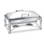 Thumbnail image #1 for Eastern Tabletop Pillard 3945/S Rectangular Stainless Steel Induction-Ready Chafing Dish, 8 qt, Hinged Cover