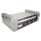 Thumbnail image #1 for Hakka Brothers Corp EasyRose HB-ET-R2-7 Commercial Hot Dog Roller Grill, 7 Rollers, Stainless Steel, Independent Front/Rear Temperature Control