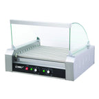 Thumbnail image #1 for Global Solutions by Nemco GS1641 3-Piece Glass Sneeze Guard with Sloped Front for 23" x 20" Roller Grills