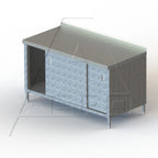 Thumbnail image #1 for AERO Manufacturing 3TGSOD-30144 Enclosed Work Table with Sliding Doors, 304 Stainless Steel Top, 144"W x 30"D x 37-3/4"H