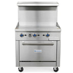 Thumbnail image #1 for USR Brands Standard Range SR-R36-36MG 36-Inch Natural Gas Restaurant Range with Griddle Top, 3 Burners, Standard Oven and Hi-Shelf