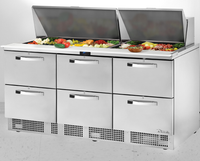 True SPEC Series 72-Inch Three-Section Refrigerated Sandwich/Salad Prep Table with 6 Locking Drawers