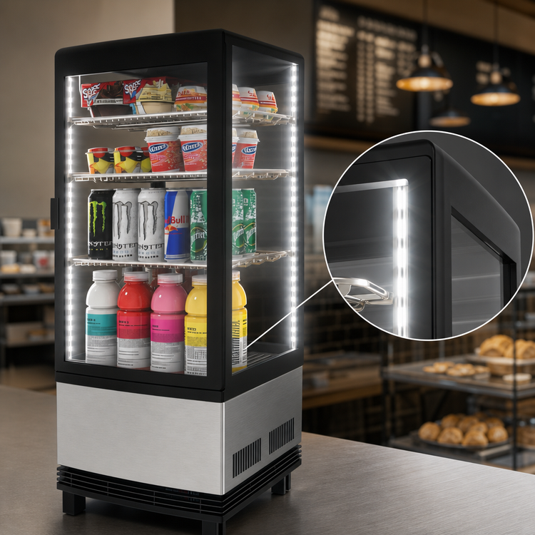 Product image #4 for KoolMore 17-Inch Countertop Self-Service Refrigerated Display Case, 3 Cu. Ft., Stainless Steel