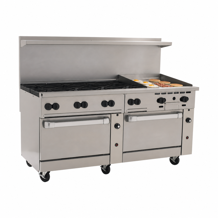 Product image #4 for Vulcan Endurance 72-Inch Gas Restaurant Range with 8 Burners, 24-Inch Griddle, and 2 Standard Ovens