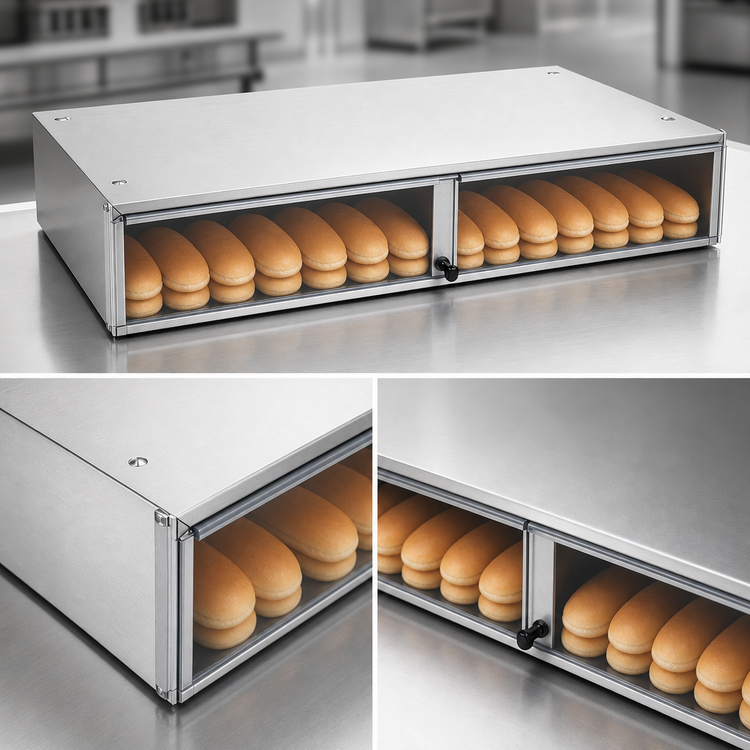 Product image #4 for Nemco 8250-SBB Stainless Steel Bun Box with Polycarbonate Hinged Doors, 60-Bun Capacity
