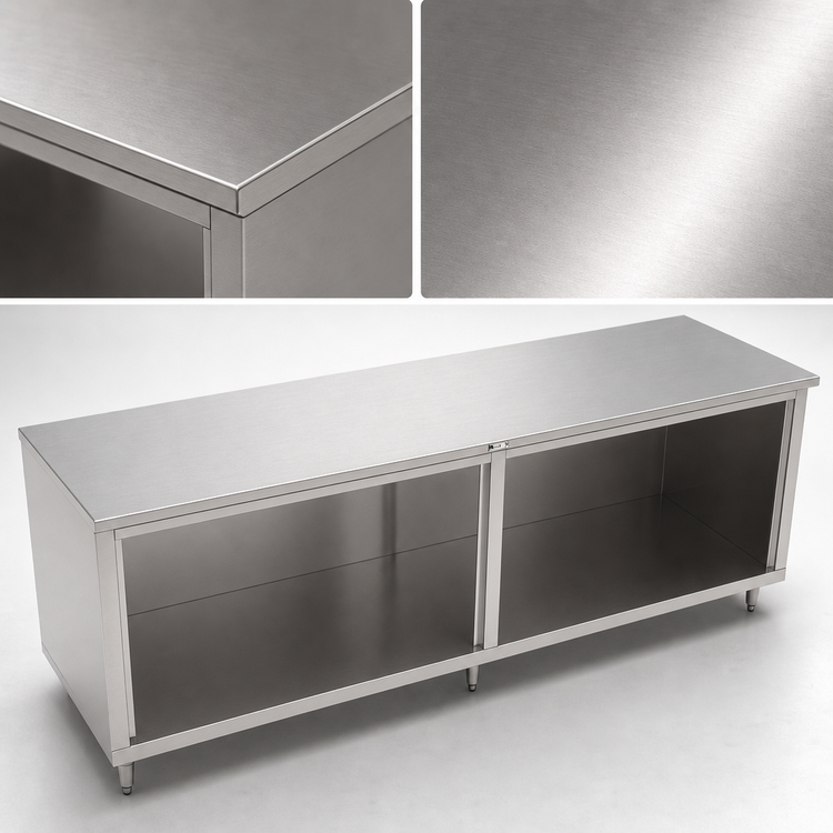 Product image #4 for John Boos 120-Inch x 36-Inch Stainless Steel Modular Base Work Table with Open Front Cabinet Base