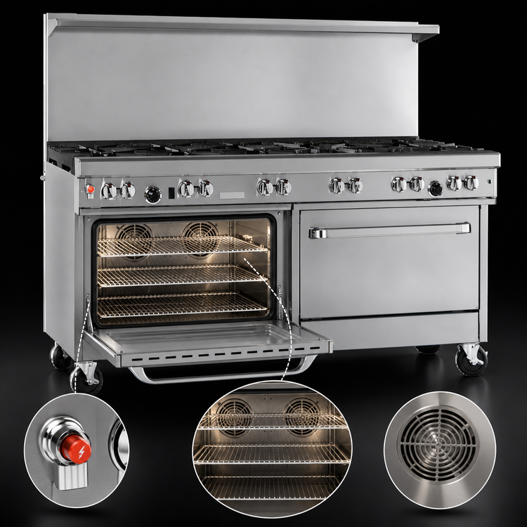 Product image #4 for Southbend Ultimate 60-Inch Gas Restaurant Range with 9 Open Burners, Convection Oven and Cabinet Base