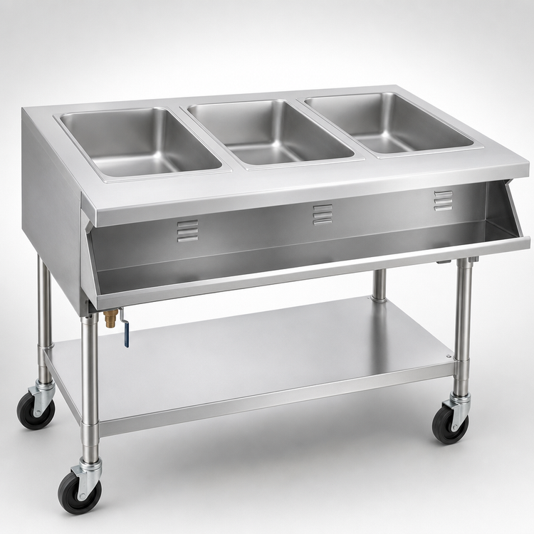 Product image #4 for Portable Sealed Well Electric Hot Food Table with Open Base, 3 Sealed Wells, 208V