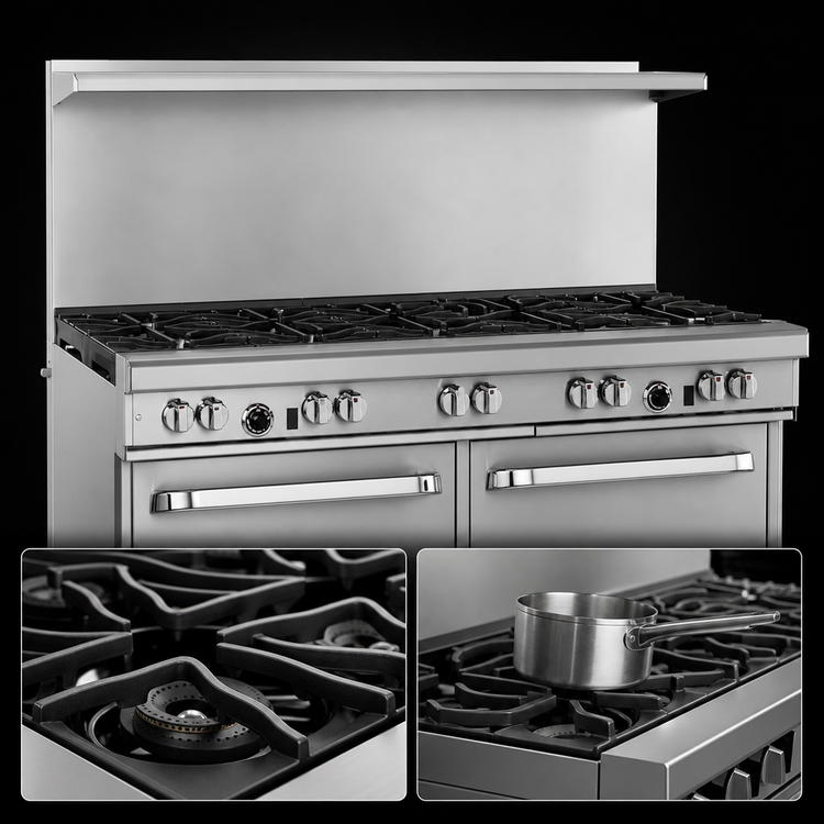 Product image #4 for Southbend Ultimate 60-Inch Gas Restaurant Range with 6 Open Burners, 24-Inch Raised Griddle/Broiler, and 2 Cabinets
