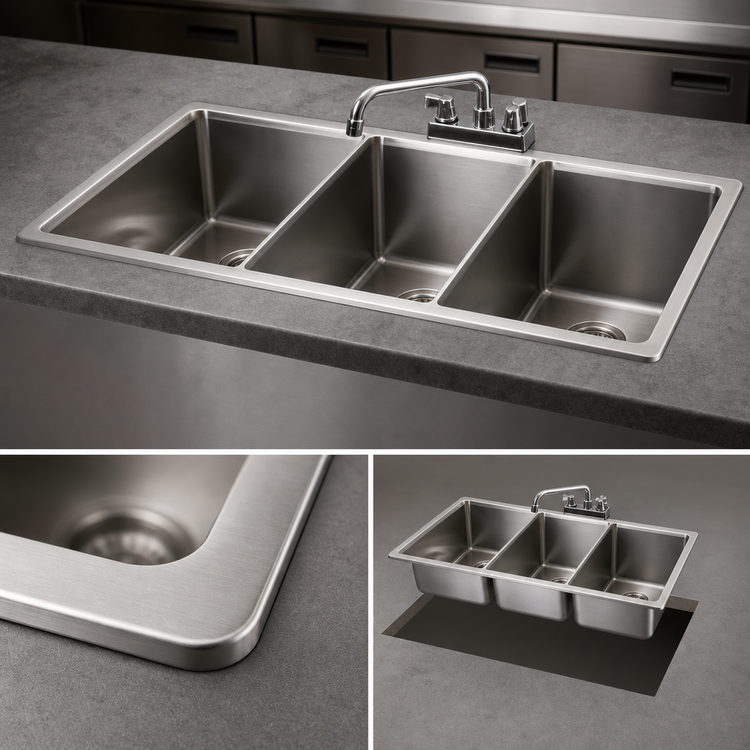 Product image #4 for Drop-In Two-Compartment Stainless Steel Bar Sink with Faucet and Basket Drain