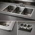 Thumbnail image #4 for Drop-In Two-Compartment Stainless Steel Bar Sink with Faucet and Basket Drain