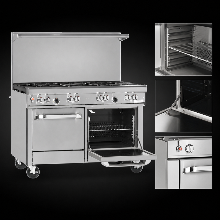 Product image #4 for Southbend Ultimate 48-Inch Gas Restaurant Range with 8 Star/Sauté Burners, Standard Oven and Cabinet Base