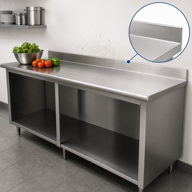 Product image #4 for Advance Tabco Special Value Economy Open Base Work Table with 5-Inch Backsplash, 84-Inch x 30-Inch