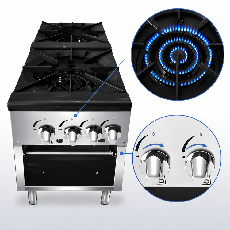 Product image #5 for CookRite ATSP-18-2 18-Inch Gas Stock Pot Stove with Two 3-Ring Burner Sections, 160,000 BTU