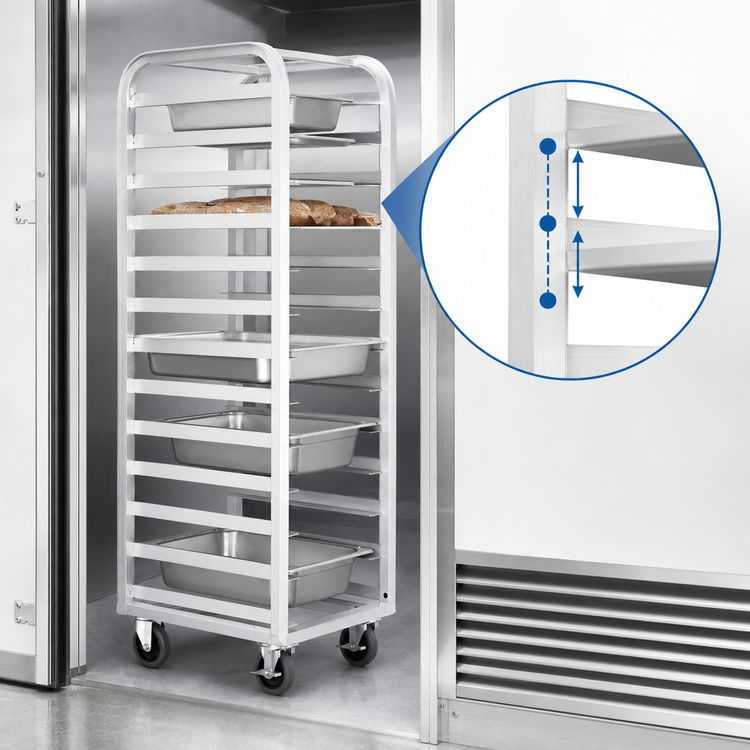 Product image #4 for Lifetime Series Universal Roll-In Refrigerator Rack, 21-1/2 x 26 x 64 Inch, Aluminum, End Load