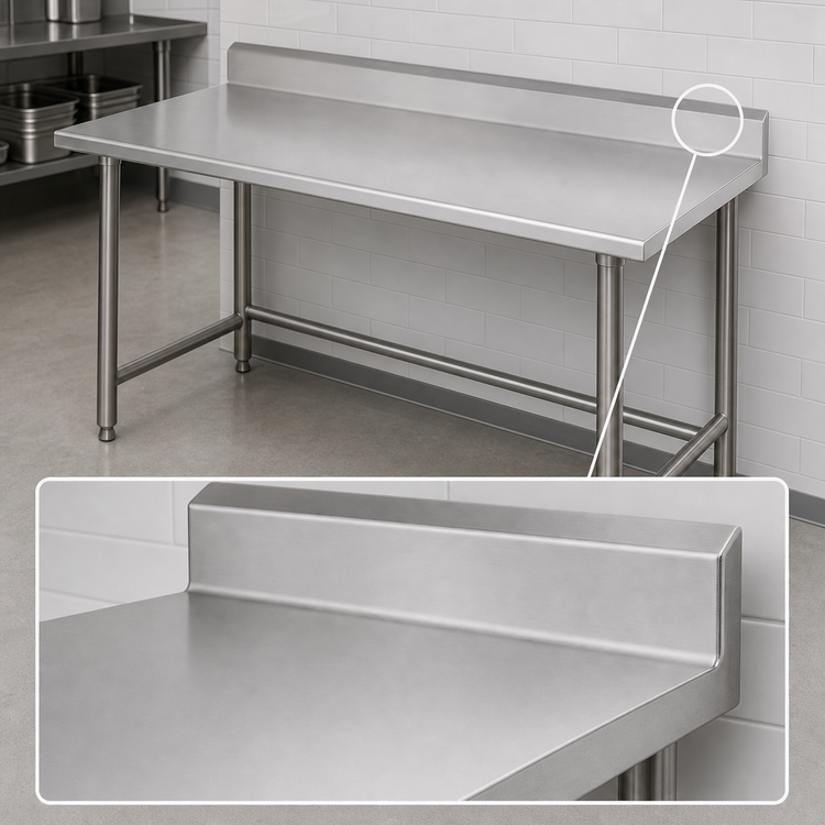 Product image #4 for Advance Tabco 84-Inch x 24-Inch 16-Gauge 304 Stainless Steel Work Table with 5-Inch Backsplash