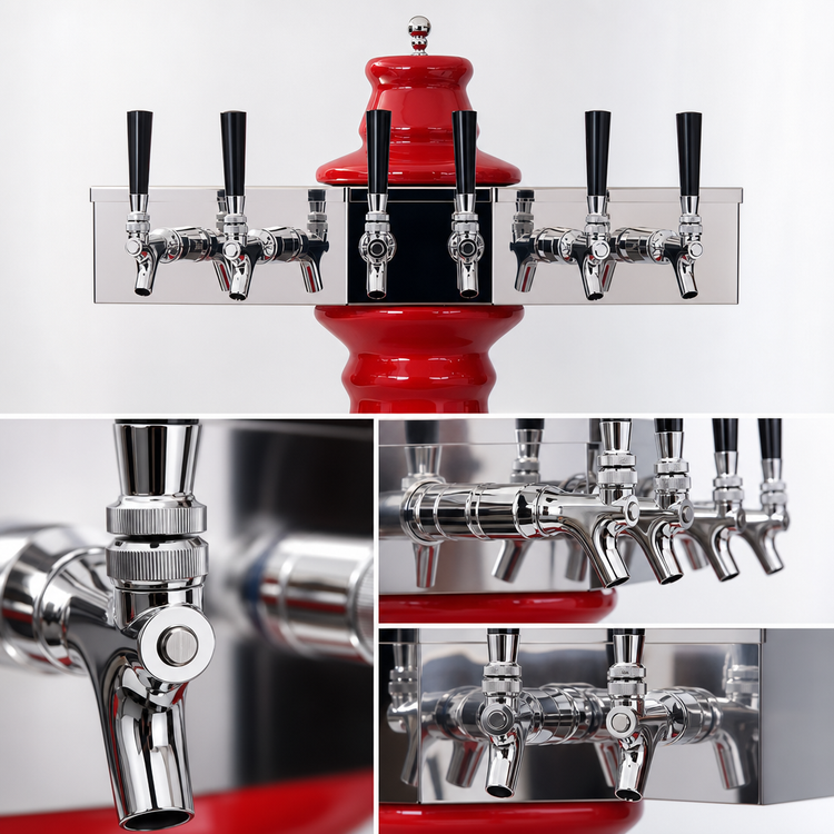 Product image #4 for Glastender Vienna 6-Faucet Air-Cooled Ceramic Draft Dispensing Tower with Mirror Finish