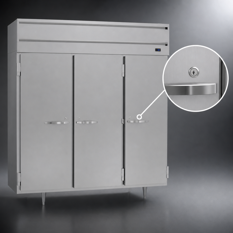 Product image #4 for Beverage Air P-Series Three-Section Reach-In Refrigerator with Three Solid Lockable Doors