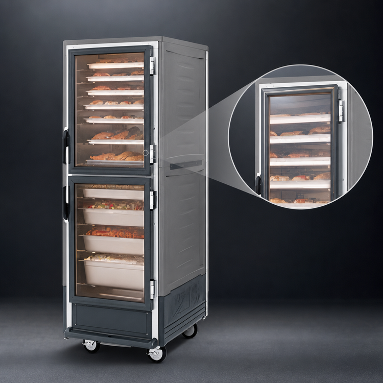 Product image #4 for Metro C5 3 Series Insulation Armour Mobile Full-Height Heated Holding Cabinet with Dutch Clear Polycarbonate Doors, Gray