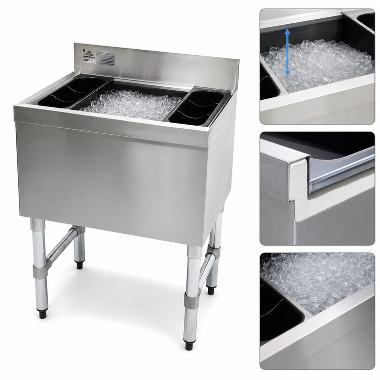Product image #4 for Advance Tabco 36-Inch Wide Stainless Steel Cocktail Unit with 12-Inch Deep Ice Bin and 10-Circuit Cold Plate