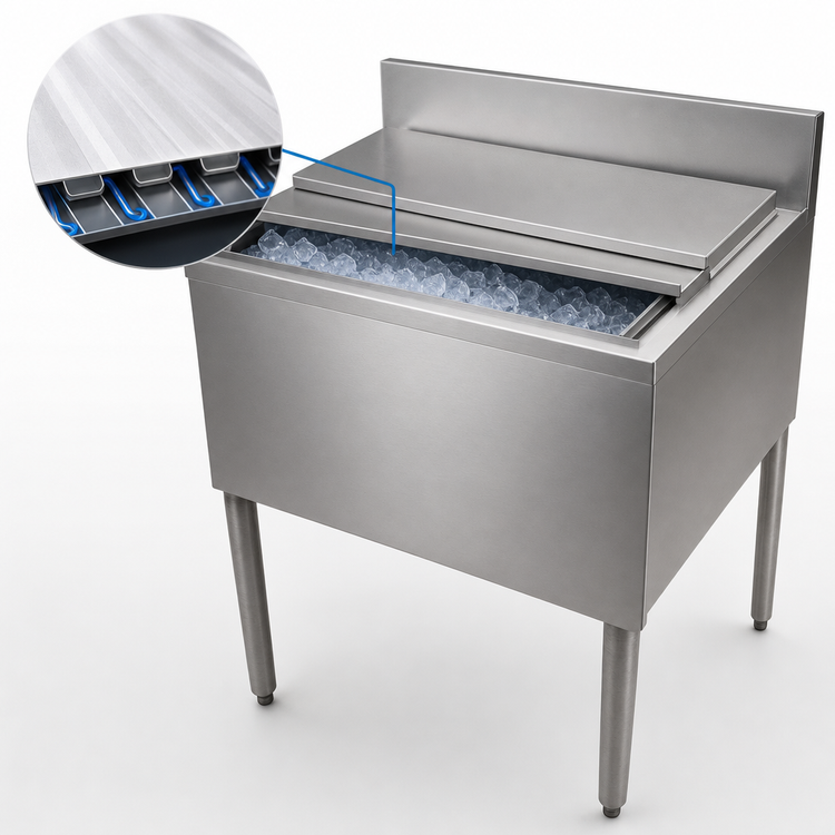 Product image #5 for BK Resources 30-Inch Underbar Insulated Ice Bin with 10-Circuit Aluminum Cold Plate, 97 lb Capacity