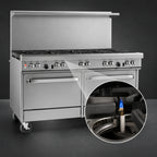 Thumbnail image #4 for Southbend (Middleby) Ultimate 4604DC-5L 60-Inch Gas Restaurant Range with 7 Open Burners, Standard Oven and Cabinet Base