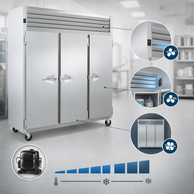 Product image #4 for Traulsen Dealer's Choice G Series 3-Section Reach-In Freezer with Full-Height Solid Doors