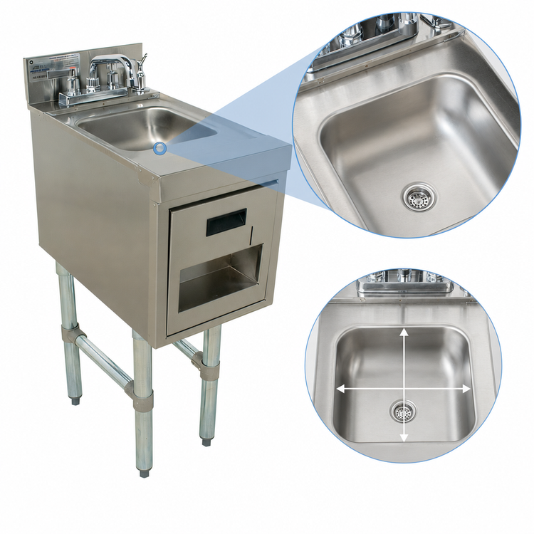 Product image #4 for Advance Tabco Underbar Basics Free Standing Hand Sink with Soap and Towel Dispensers, 15-Inch Wide