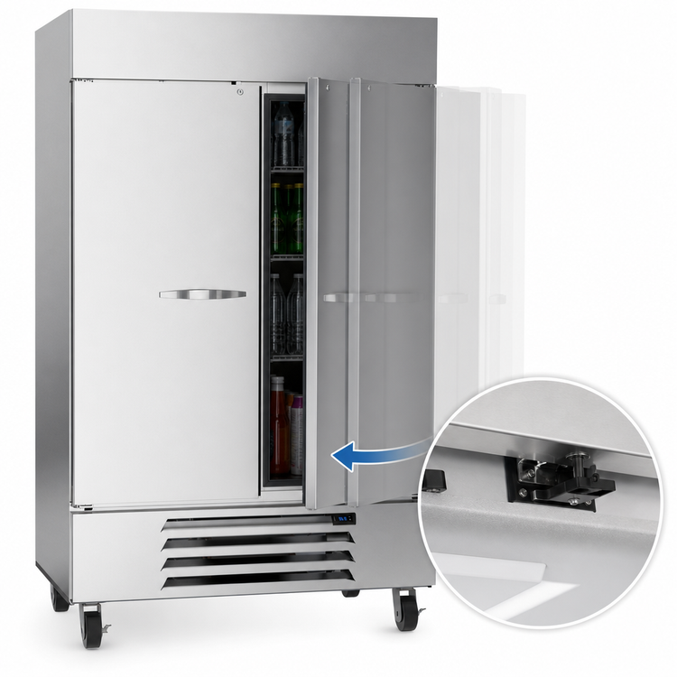 Product image #4 for Beverage-Air Horizon Series Two-Section Reach-In Refrigerator with Solid Hinged Doors, 46.15 Cu. Ft., Bottom-Mounted Refrigeration