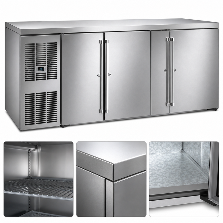 Product image #5 for Perlick BBSLP108 Low Profile 4-Door 108-Inch Refrigerated Back Bar Cabinet
