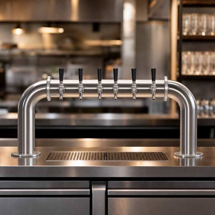 Product image #4 for Perlick 2-Column Pass-Thru Glycol-Cooled Countertop 6-Faucet Brew Pipe Draft Beer Tower