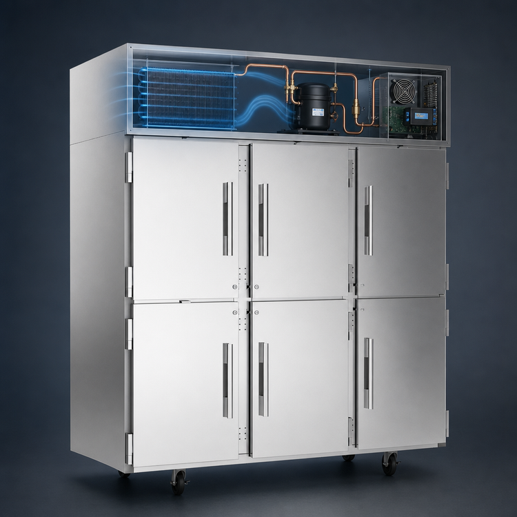 Product image #4 for Victory Elite V-Core Three-Section Top-Mount Reach-In Freezer, 69.1 Cu. Ft., Half-Height Solid Doors
