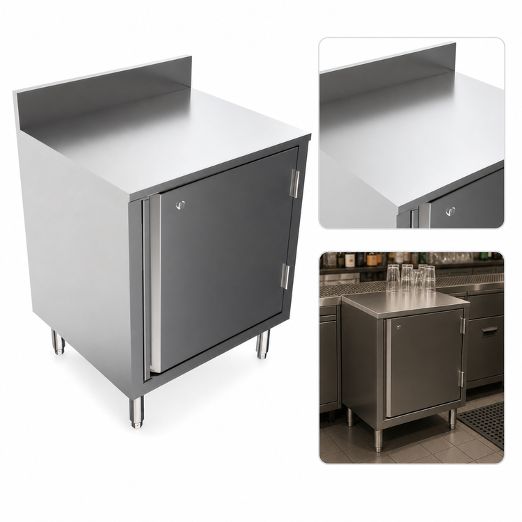 Product image #5 for BK Resources Well Series Stainless Steel Underbar Cabinet with Hinged Locking Door and Adjustable Legs