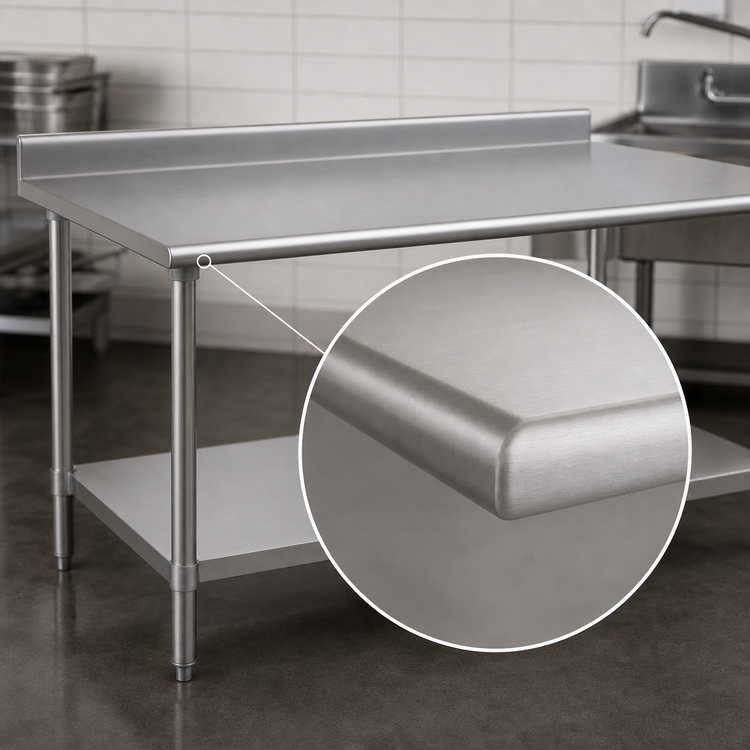 Product image #4 for Eagle Deluxe Series Stainless Steel Work Table with 4-1/2-Inch Backsplash and Undershelf, 84 x 36 Inches