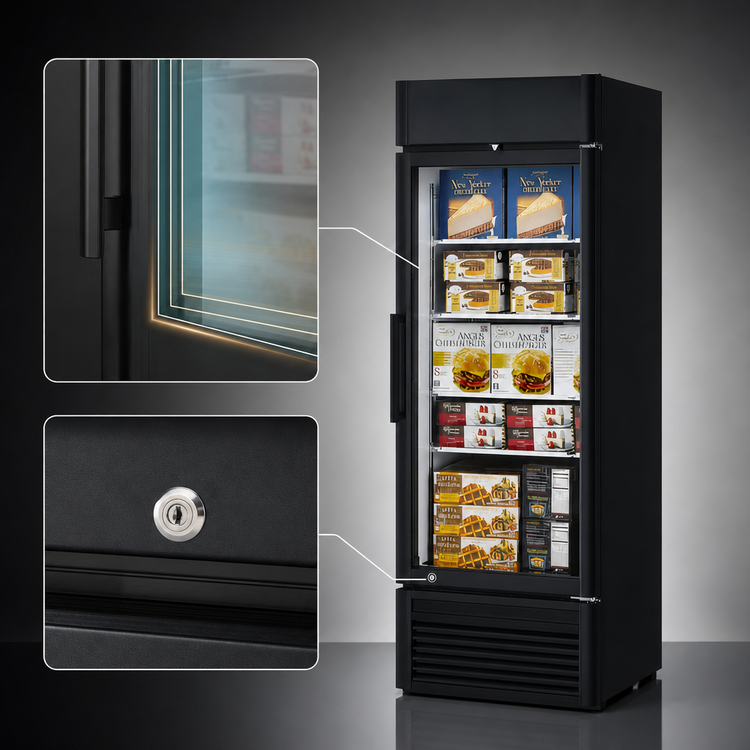 Product image #5 for Turbo Air Super Deluxe One-Section Glass Door Merchandiser Freezer, 17.99 Cu. Ft., Bottom-Mounted, Triple-Pane Heated Glass Door
