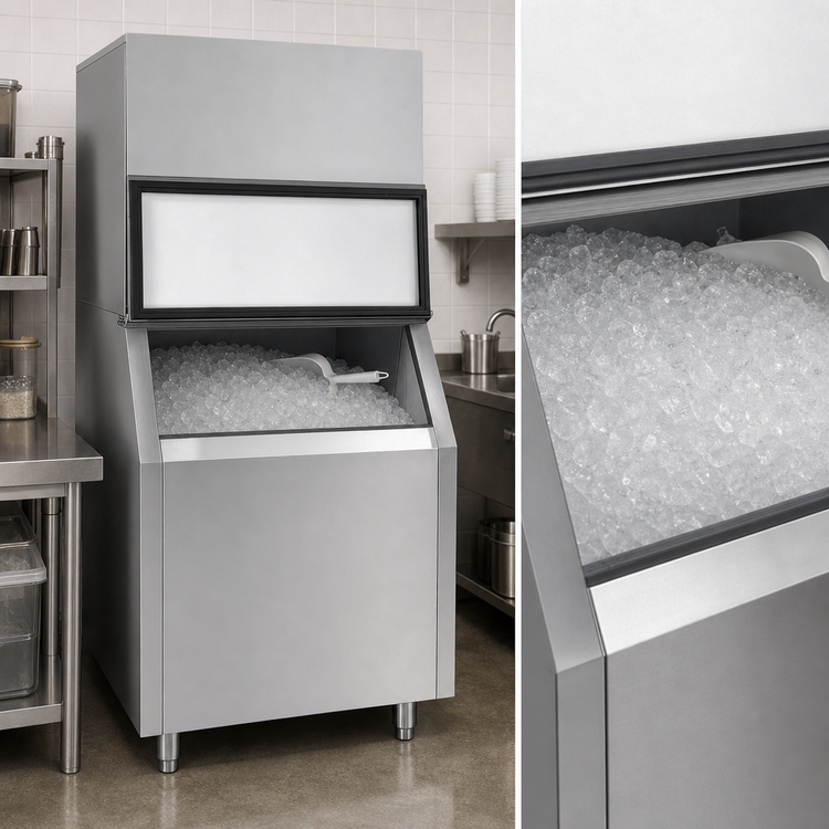 Product image #4 for Maxx Ice 30-Inch Modular Full Dice Ice Machine with 400 lb Storage Bin, Air-Cooled, Stainless Steel, 1000 lb/Day
