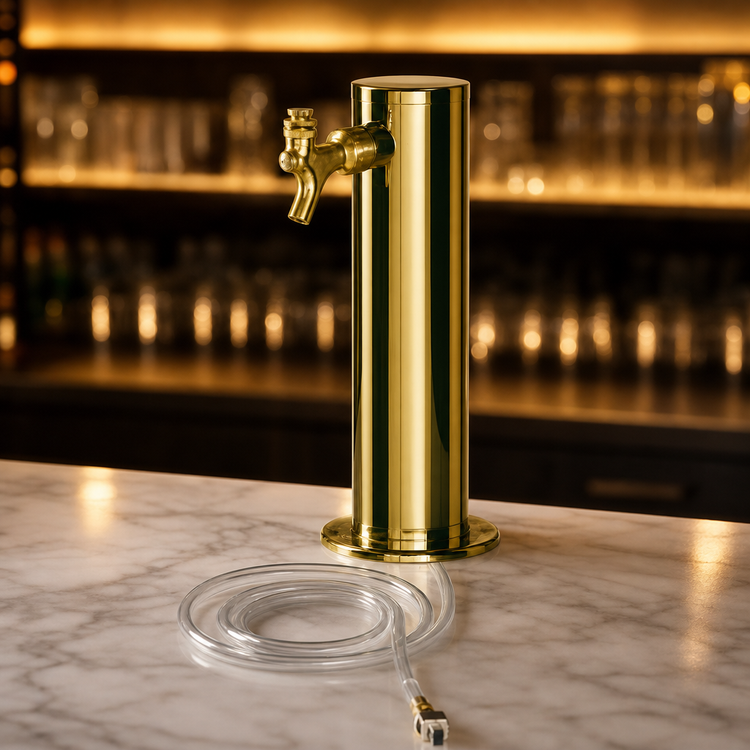 Product image #4 for Countertop Air-Cooled Column Draft Beer Tower with Single Brass Faucet, PVD Brass Finish