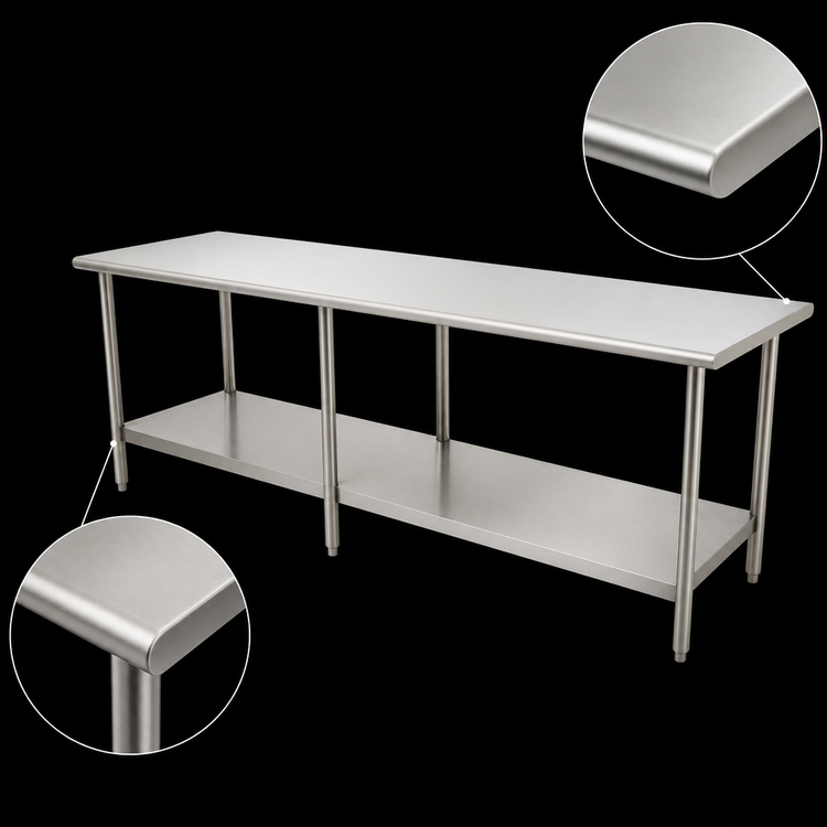 Product image #4 for Eagle Group Budget Series 144-Inch x 30-Inch 430 Stainless Steel Work Table with Adjustable Undershelf