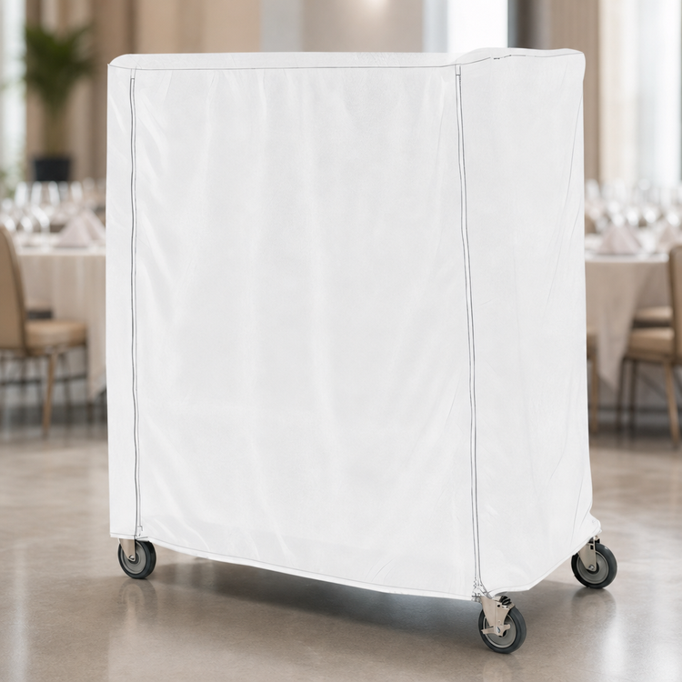 Product image #4 for Metro Queen Mary & Banquet Cart Cover, 48 x 21 x 62 Inch, White Knitted Polyester with Velcro Fastener