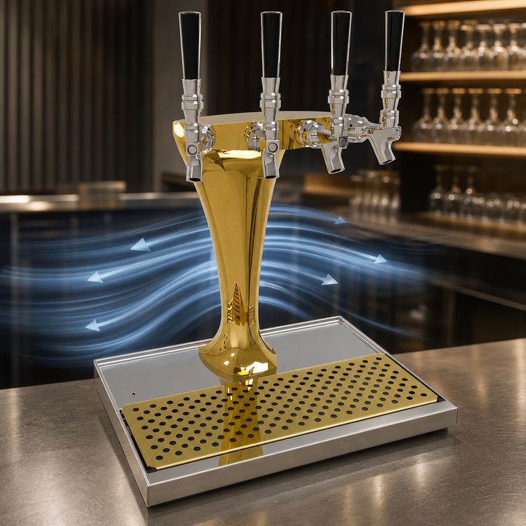 Product image #4 for Glastender Cobra Tower 4-Faucet Air-Cooled Draft Dispensing Tower, Gold Finish, Countertop Mount