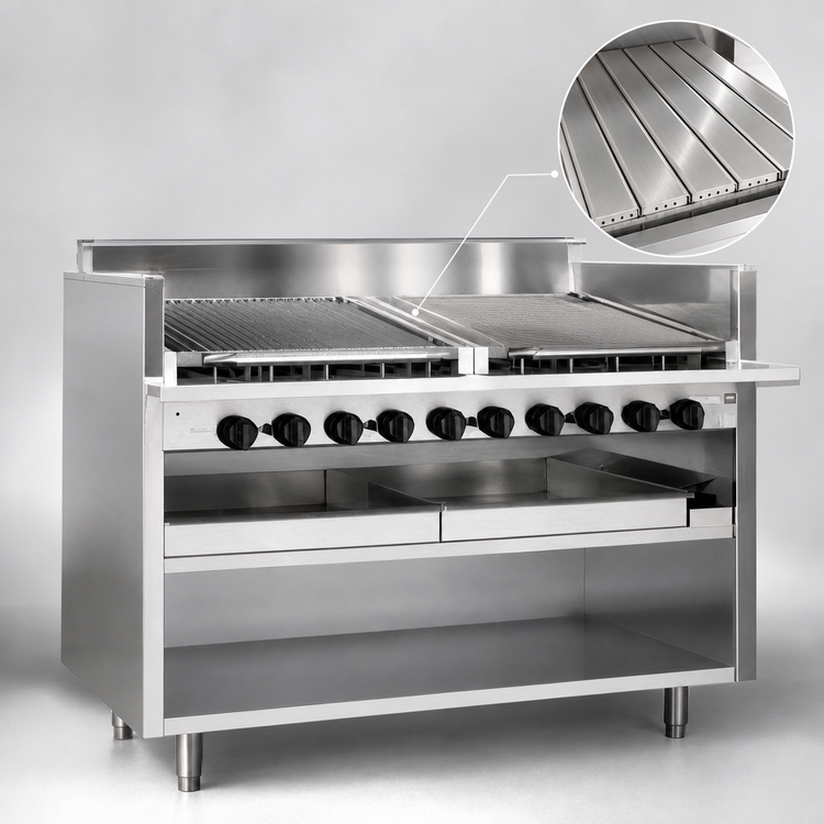 Product image #4 for Magikitch'n FM-RMB-660 60-Inch Floor Model Gas Radiant Charbroiler with Open Cabinet Base